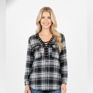 Active USA small black buffalo check plaid flannel